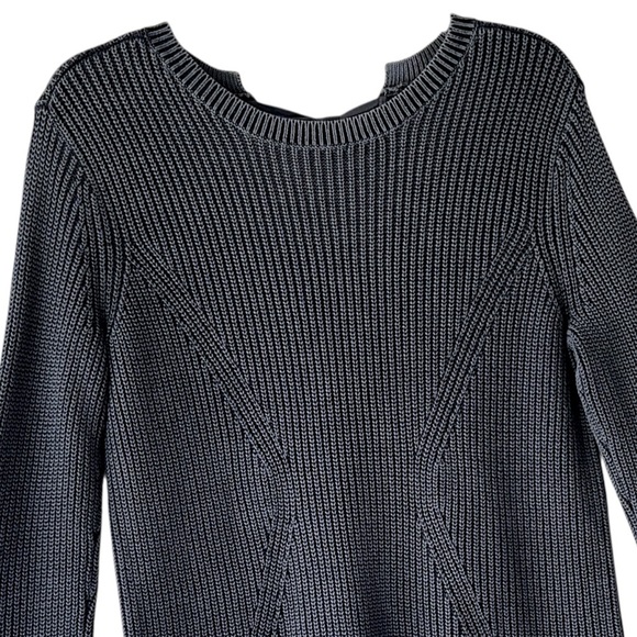 CASLON | NWOT BLUE COTTON RIBBED TIE-BACK TUNIC SWEATER | EXTRA SMALL - Picture 3 of 11